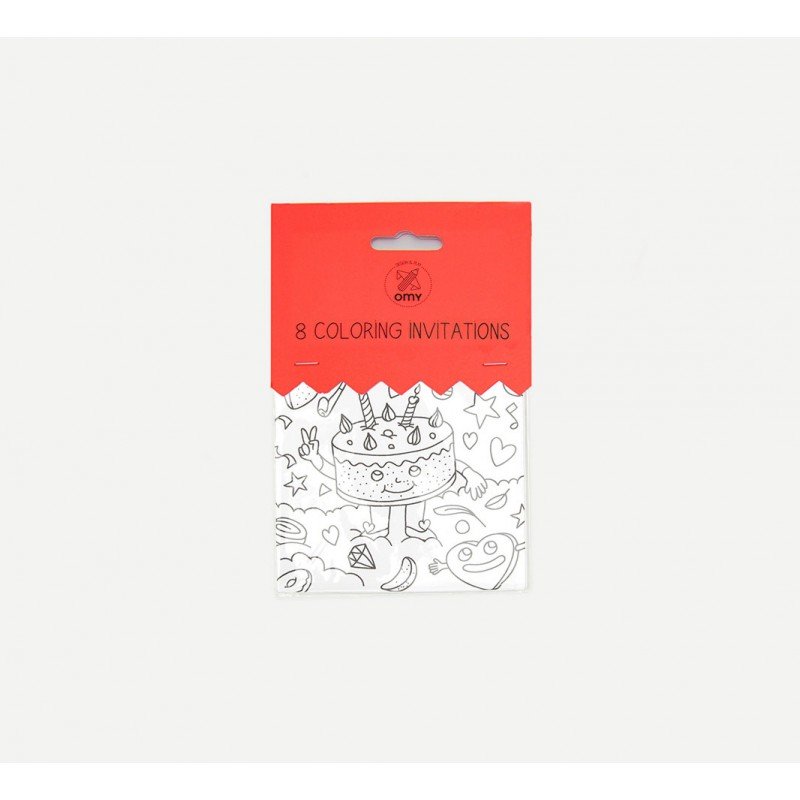 SET 8 PZ BIGLIETTI INVITO PARTY DA COLORARE