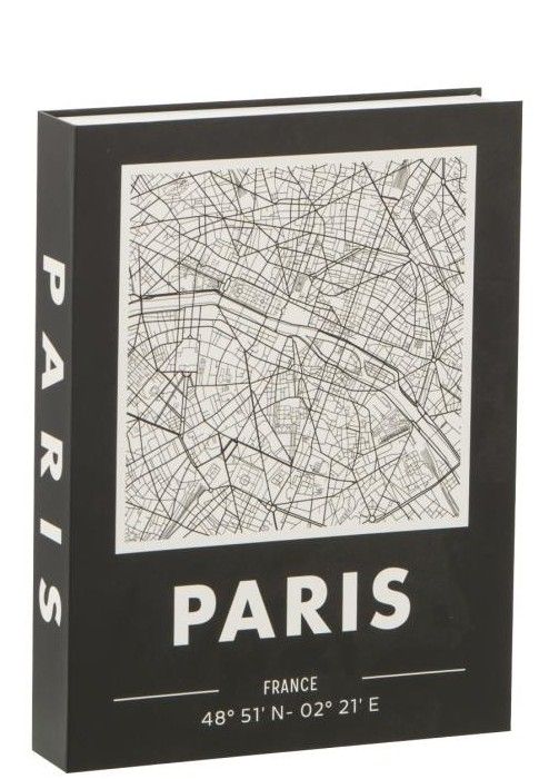 Scatola Contenitore Libro Parigi  Nero con Mappa J-LINE