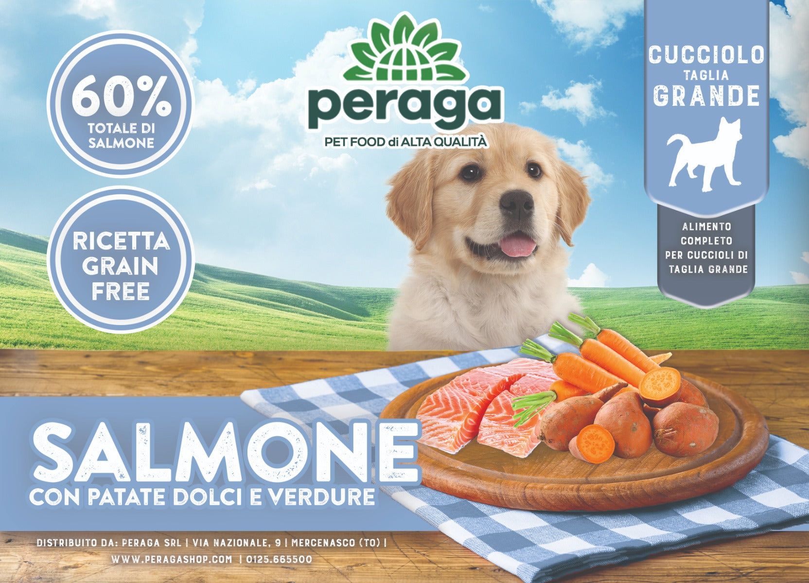 CROCCHETTE PERAGA GRAIN FREE PER CANE CUCCIOLO TAGLIA GRANDE 12KG SALMONE
