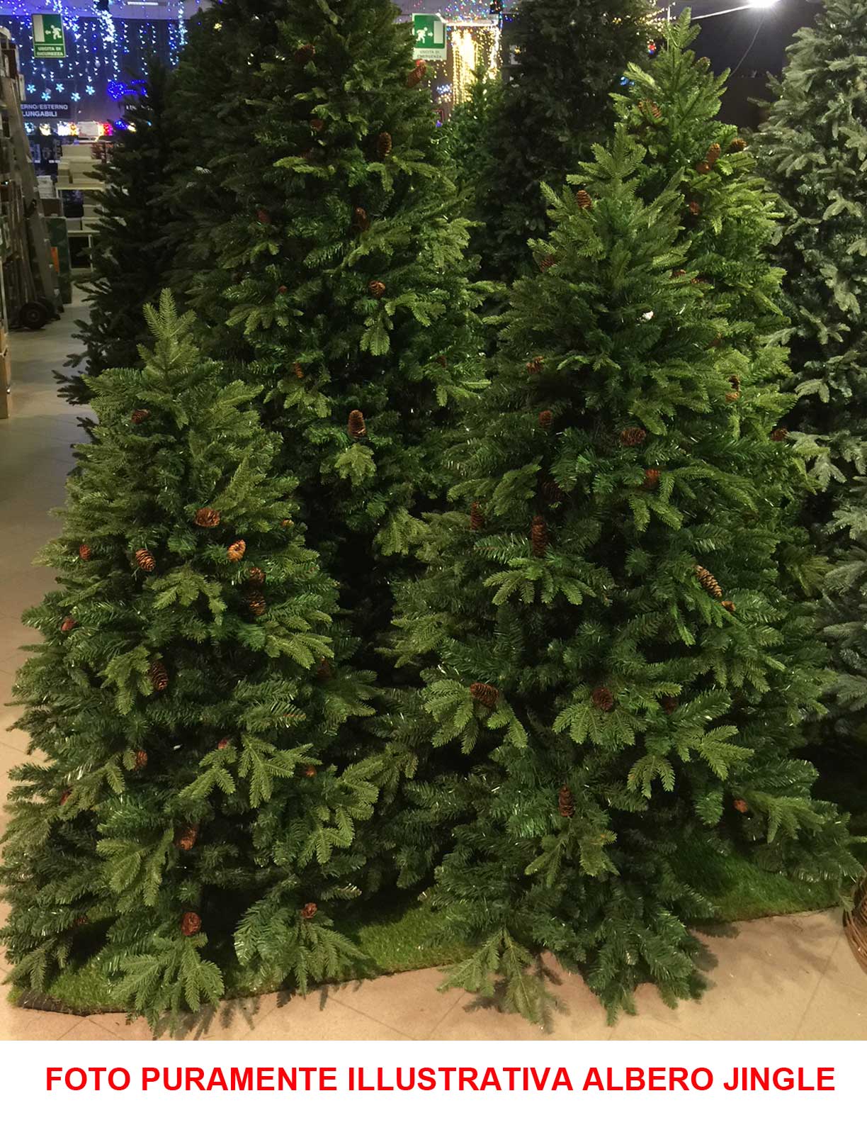 ALBERO DI NATALE 210CM JINGLE VERDE CON PIGNE