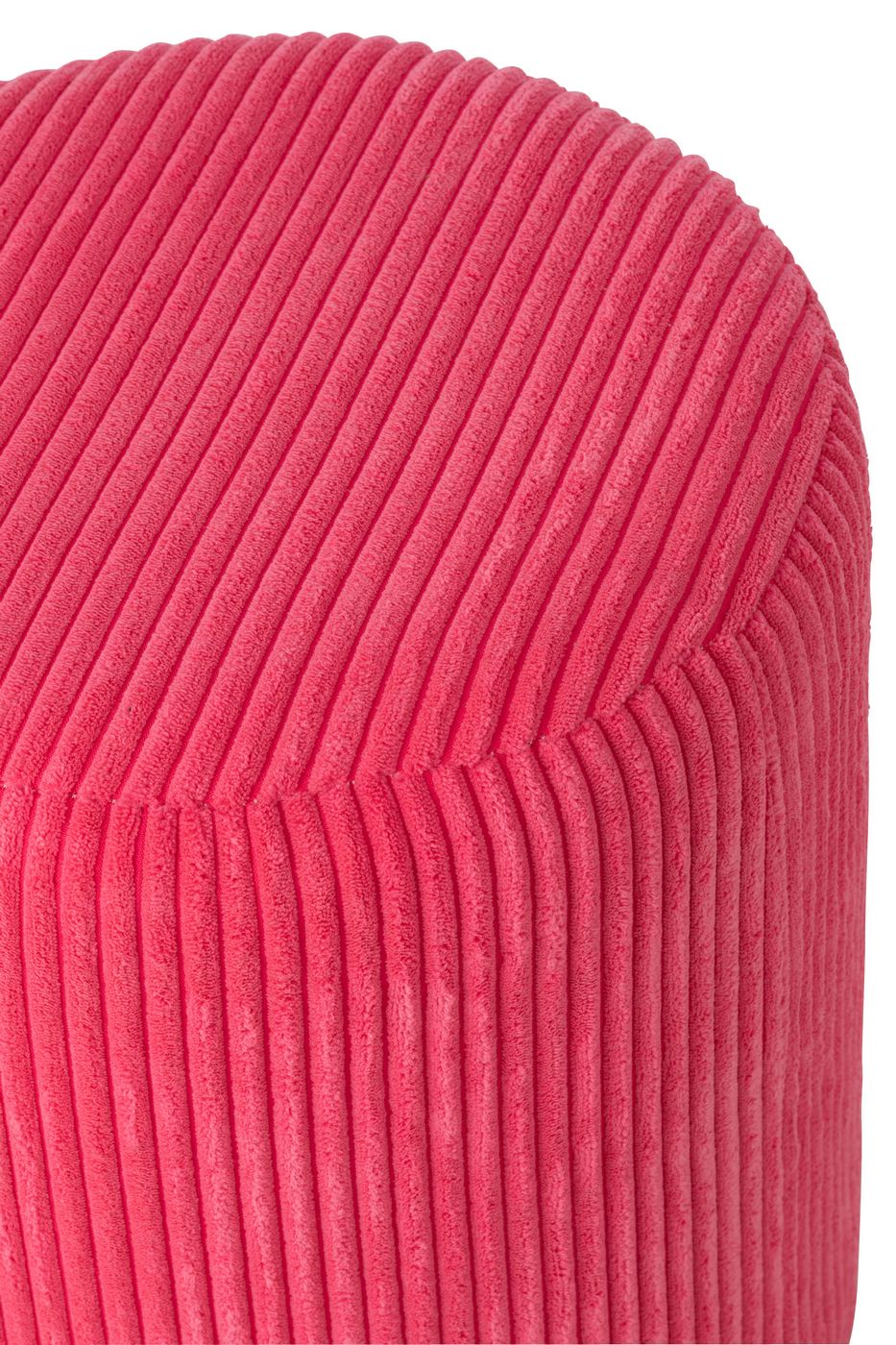 Pouf sgabello imbottito in velluto a coste 39x39x44 cm rosa fucsia J-LINE - immagine 3