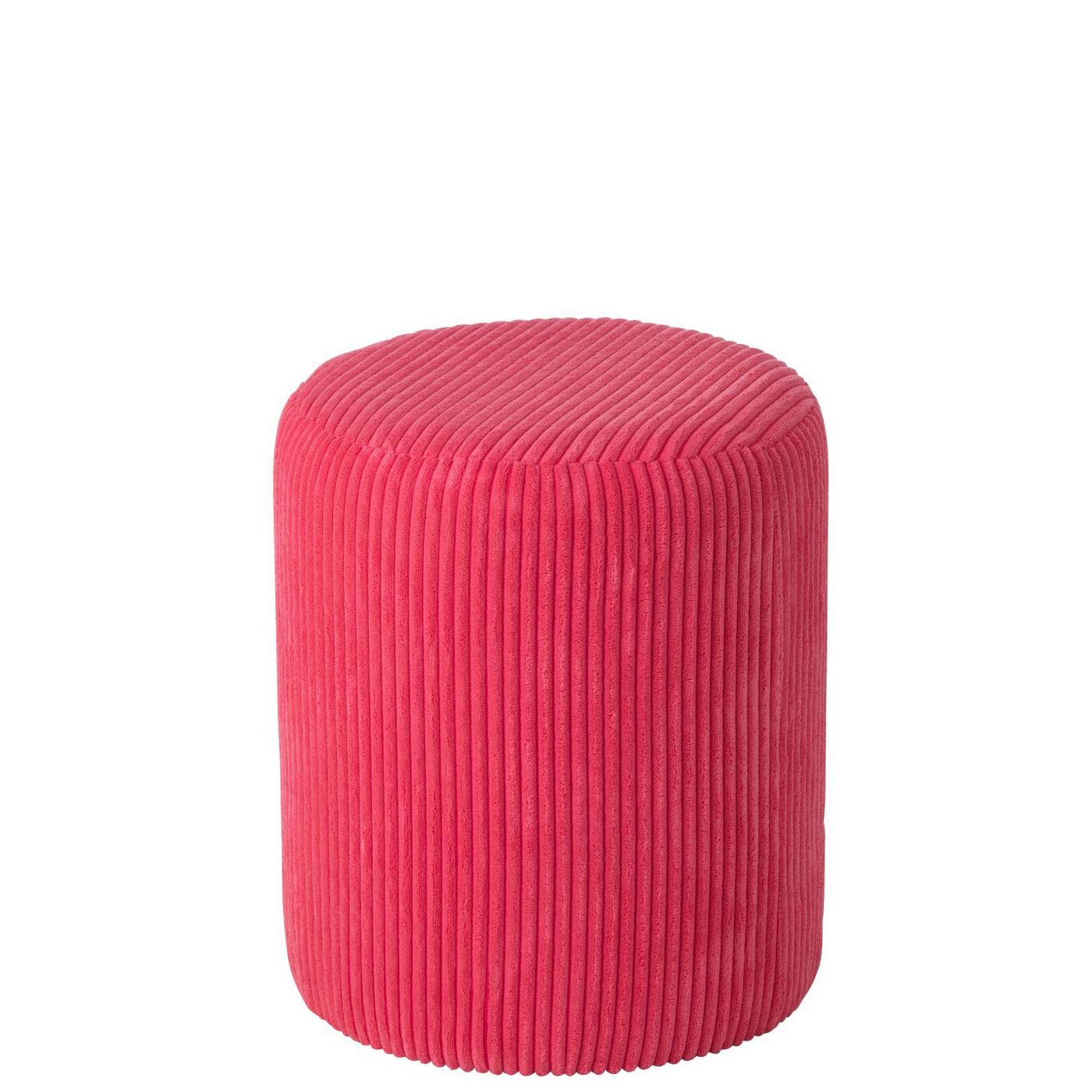 Pouf sgabello imbottito in velluto a coste 39x39x44 cm rosa fucsia J-LINE - immagine 1