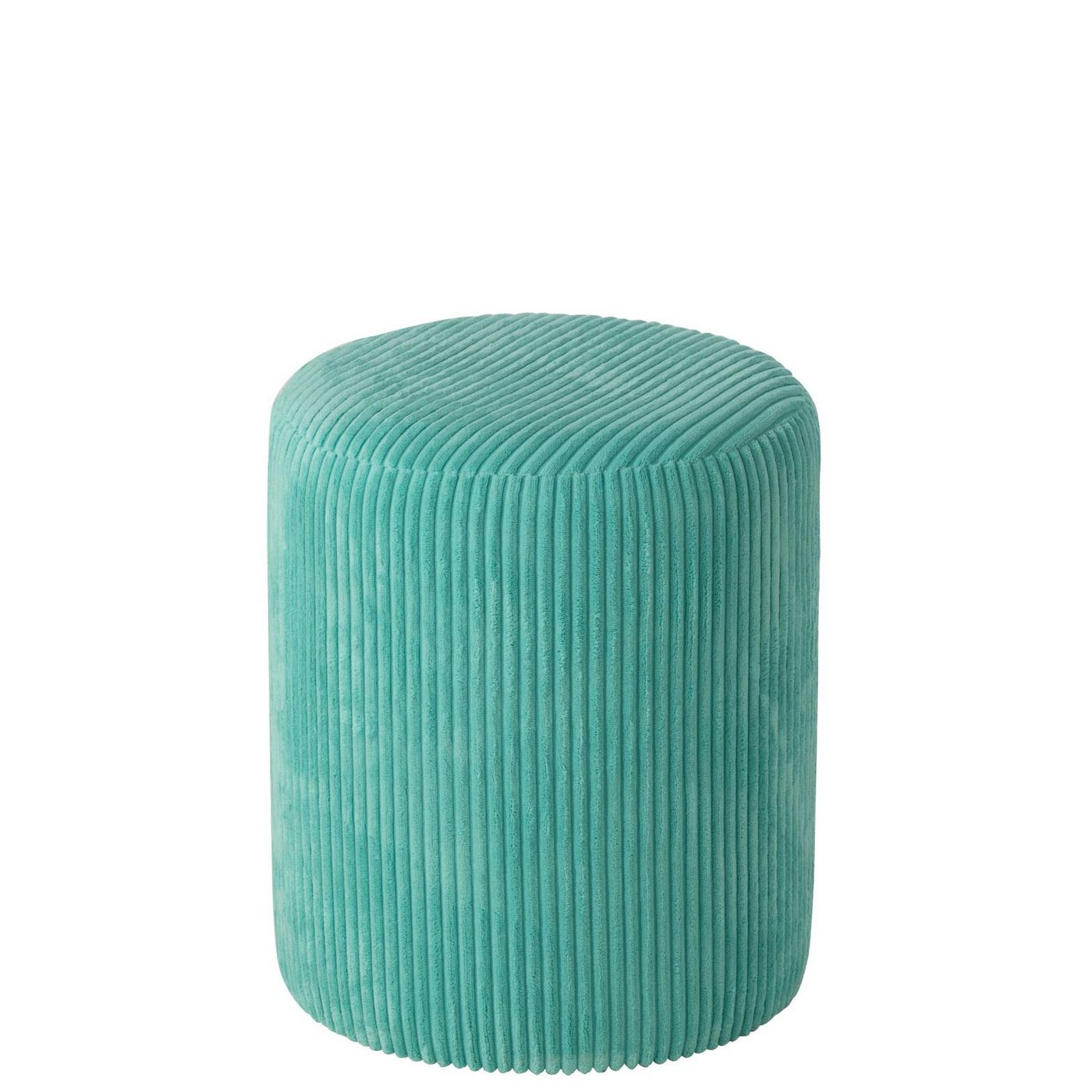 Pouf sgabello imbottito in velluto a coste 39x39x44 cm Turchese - immagine 1