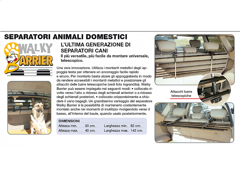 DIVISORIO AUTO WALKY BARRIER PER CANI