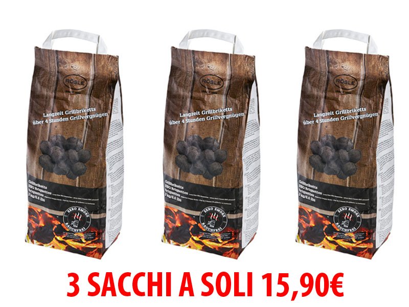OFFERTA 3 SACCHI DI CARBONELLA ZERO FUMO 3KG