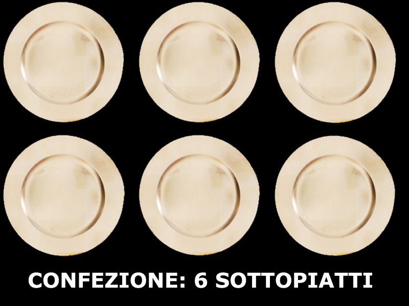 6 SOTTOPIATTI CIRCOLARI LISCIO ORO 33CM