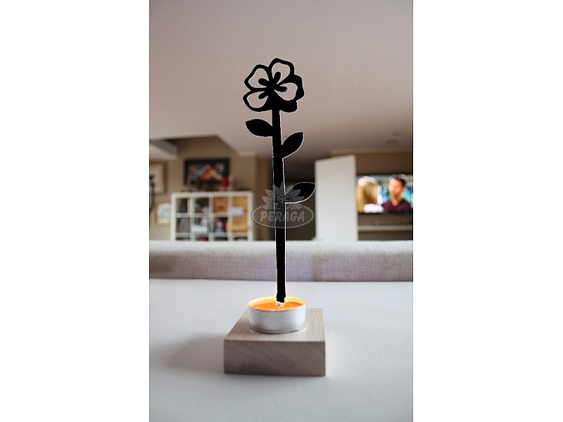 PORTACANDELE E PORTA INCENSO NERO FORMA DI PAPAVERO FLOWER STAND