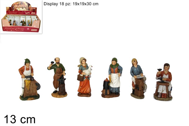 6 STATUETTE MESTIERI DA 13CM