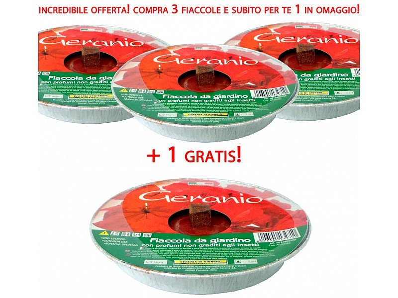 OFFERTA FIACCOLE IN ALLUMINIO AL GERANIO ANTIZANZARE
