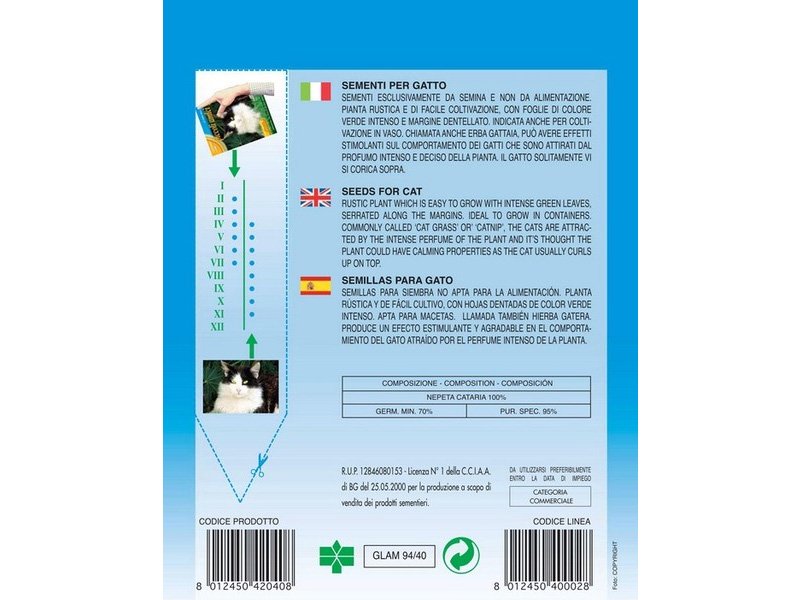 BUSTINA CON SEMI DI ERBA GATTA PER GATTI