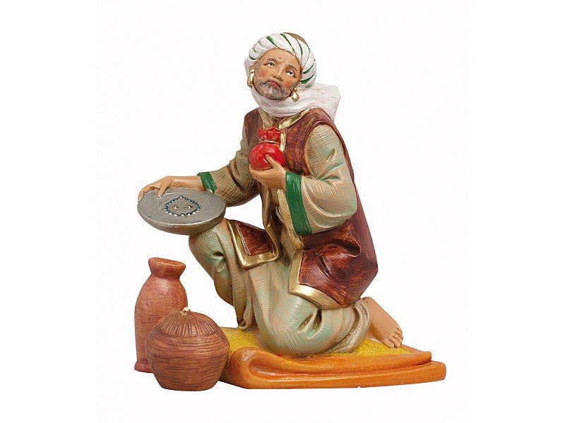 STATUINA MERCANTE DI SPEZIE 19CM IN RESINA PER PRESEPE