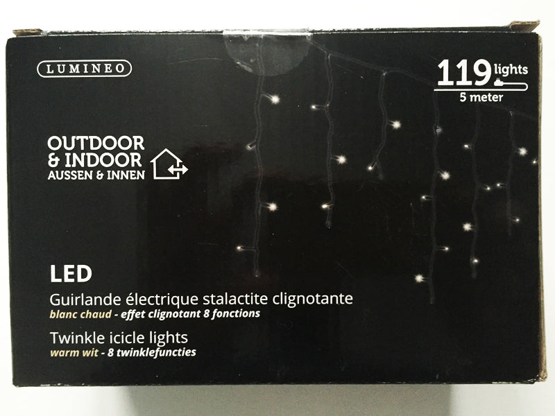 LUCI 119 MINI LED EFFETTO GHIACCIOLO BIANCO CALDO