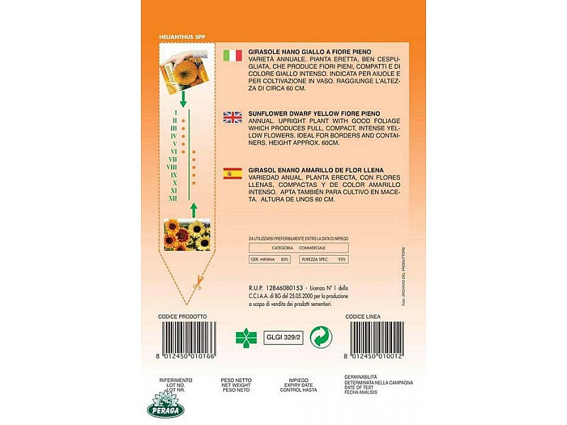 BUSTINA CON SEMI DI GIRASOLE NANO GIALLO A FIORE PIENO