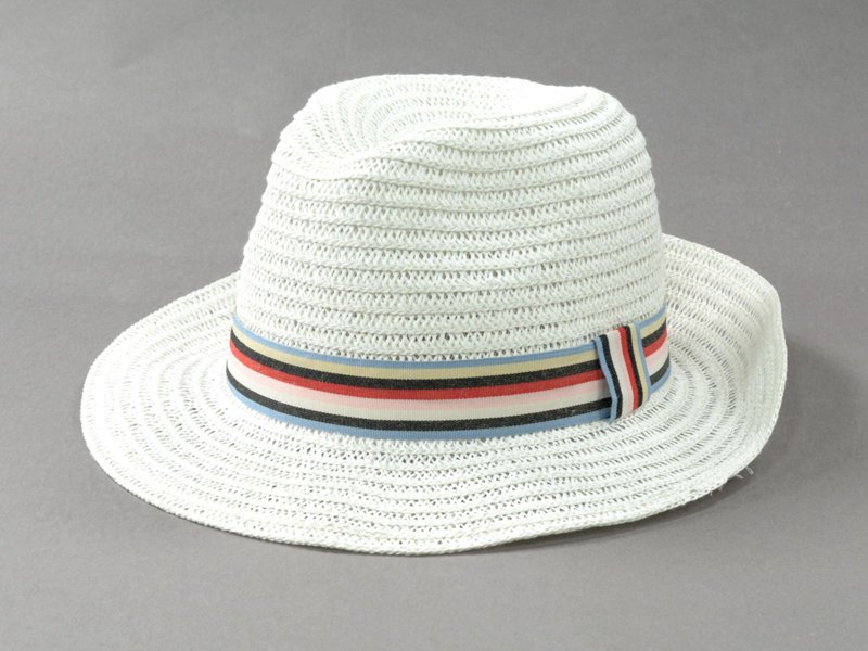 CAPPELLO PAGLIETTA BIANCA FASCIA TRICOLORE