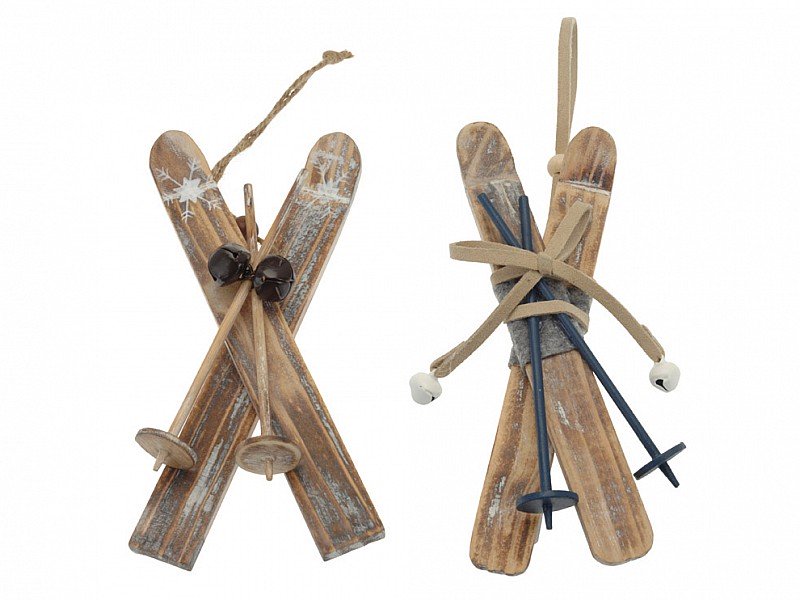 OFFERTA 2 SCI MARRONI 6CM IN LEGNO APPENDIBILI ASSORTITI