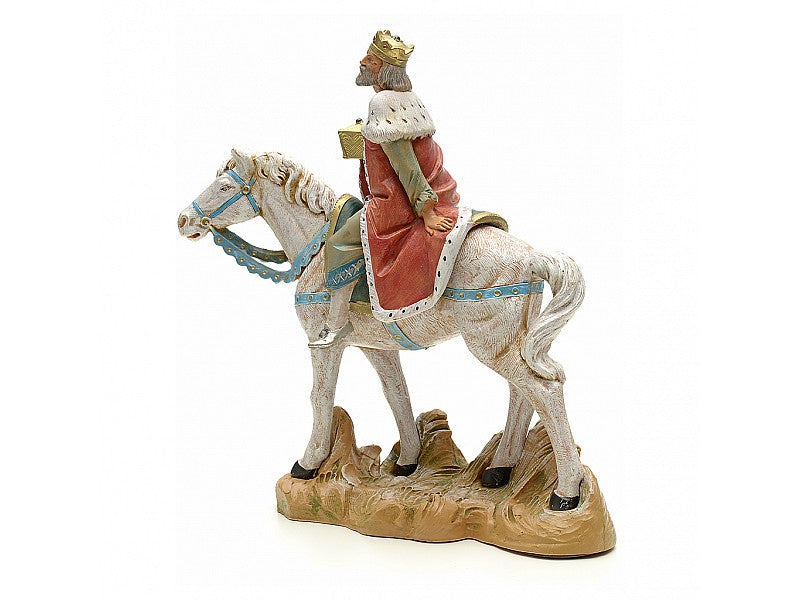 RE MAGIO MELCHIORRE A CAVALLO 19CM STATUETTA IN RESINA (F43)