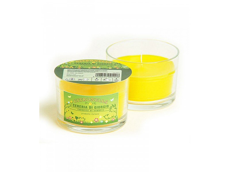 BICCHIERE CON CERA ALLA CITRONELLA ANTIZANZARE