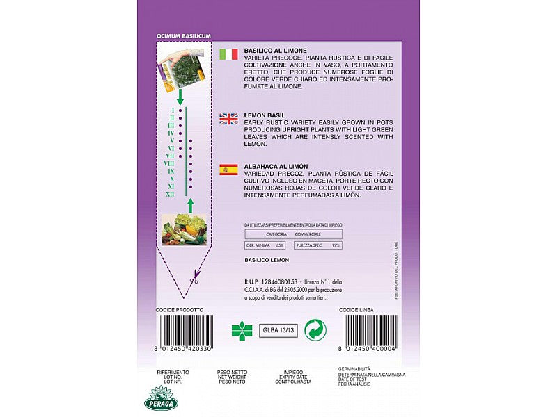 BUSTINA CON SEMI DI BASILICO AL LIMONE
