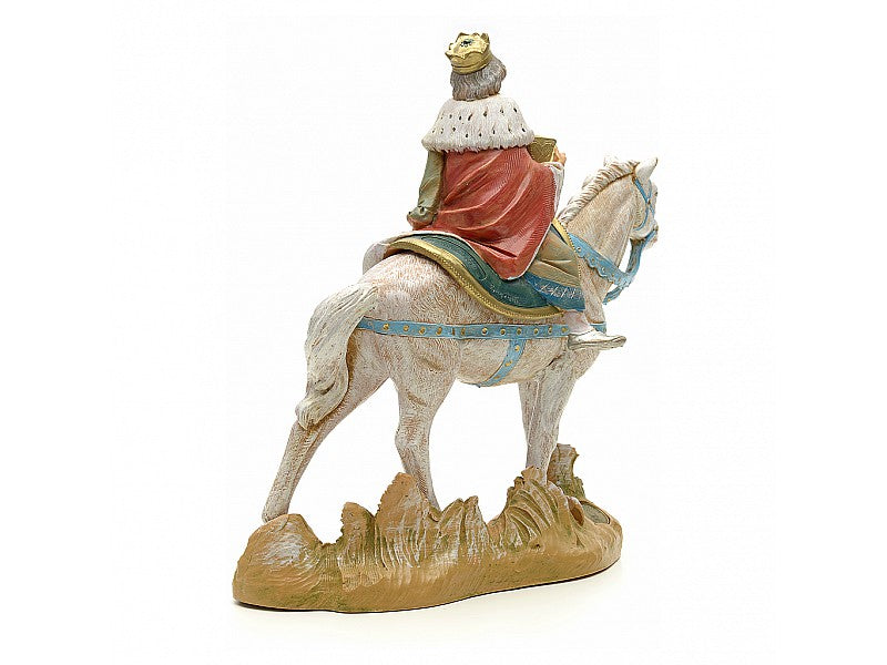 RE MAGIO MELCHIORRE A CAVALLO 19CM STATUETTA IN RESINA (F43)