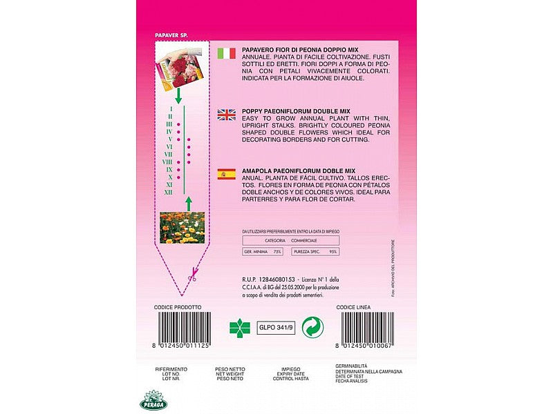 BUSTINA CON SEMI DI PAPAVERO FIOR DI PEONIA DOPPIO MIX