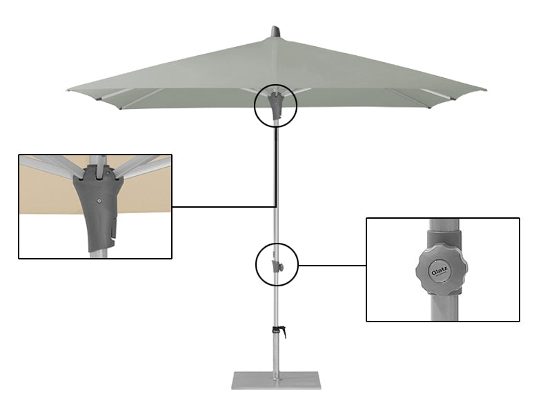 OMBRELLONE QUADRATO GRIGIO TORTORA 240X240CM ALU PUSH GLATZ