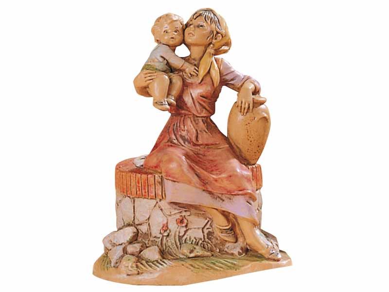 PASTORELLA AL POZZO 12CM IN RESINA (F-131)