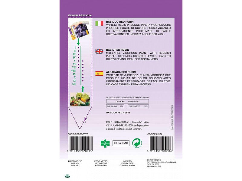 BUSTINA CON SEMI DI BASILICO RED RUBIN