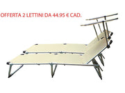OFFERTA: 2 LETTINI BEIGE DA SPIAGGIA IN ALLUMINIO CON PARASOLE