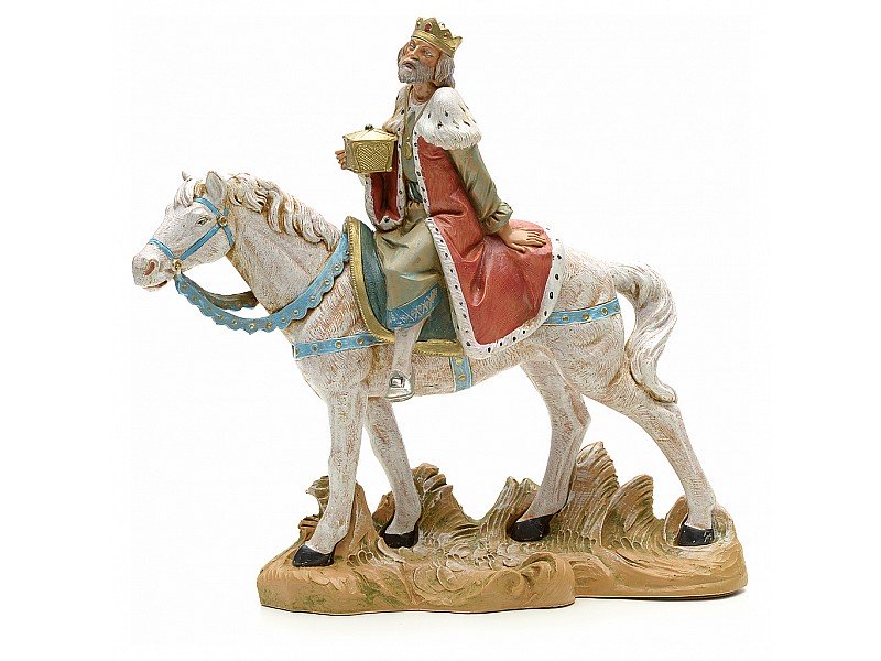 RE MAGIO MELCHIORRE A CAVALLO 19CM STATUETTA IN RESINA (F43)