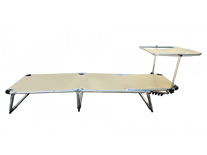 OFFERTA: 2 LETTINI BEIGE DA SPIAGGIA IN ALLUMINIO CON PARASOLE