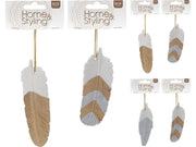 PIUMA DECORAZIONE IN PORCELLANA PENDENTE 12CM ASSORTITA