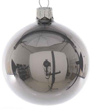 PALLINA DI NATALE IN VETRO GRIGIO PERLA 8CM