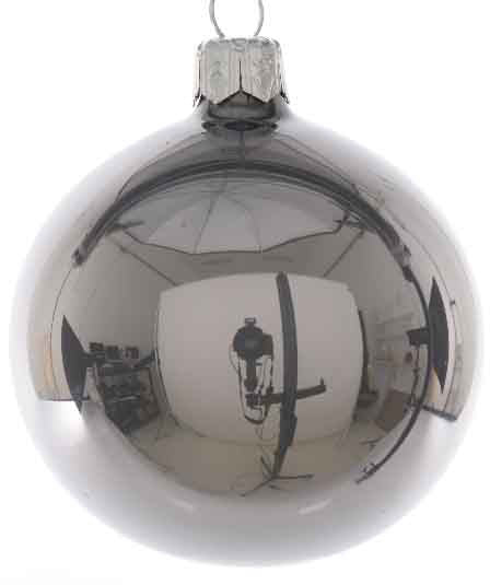 PALLINA DI NATALE IN VETRO GRIGIO PERLA 8CM
