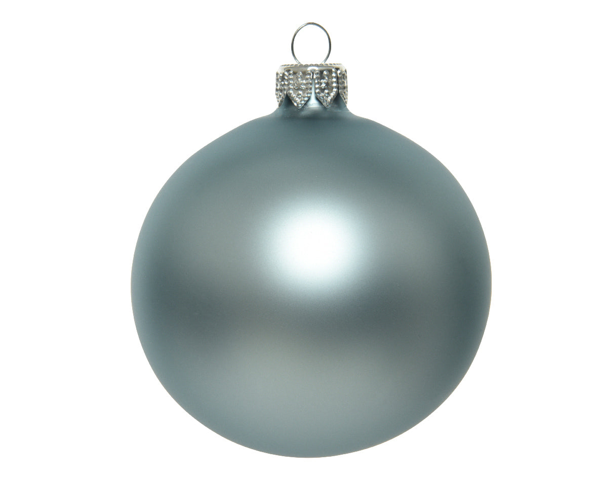 PALLINA DI NATALE IN VETRO MISTY BLU OPACO 8CM