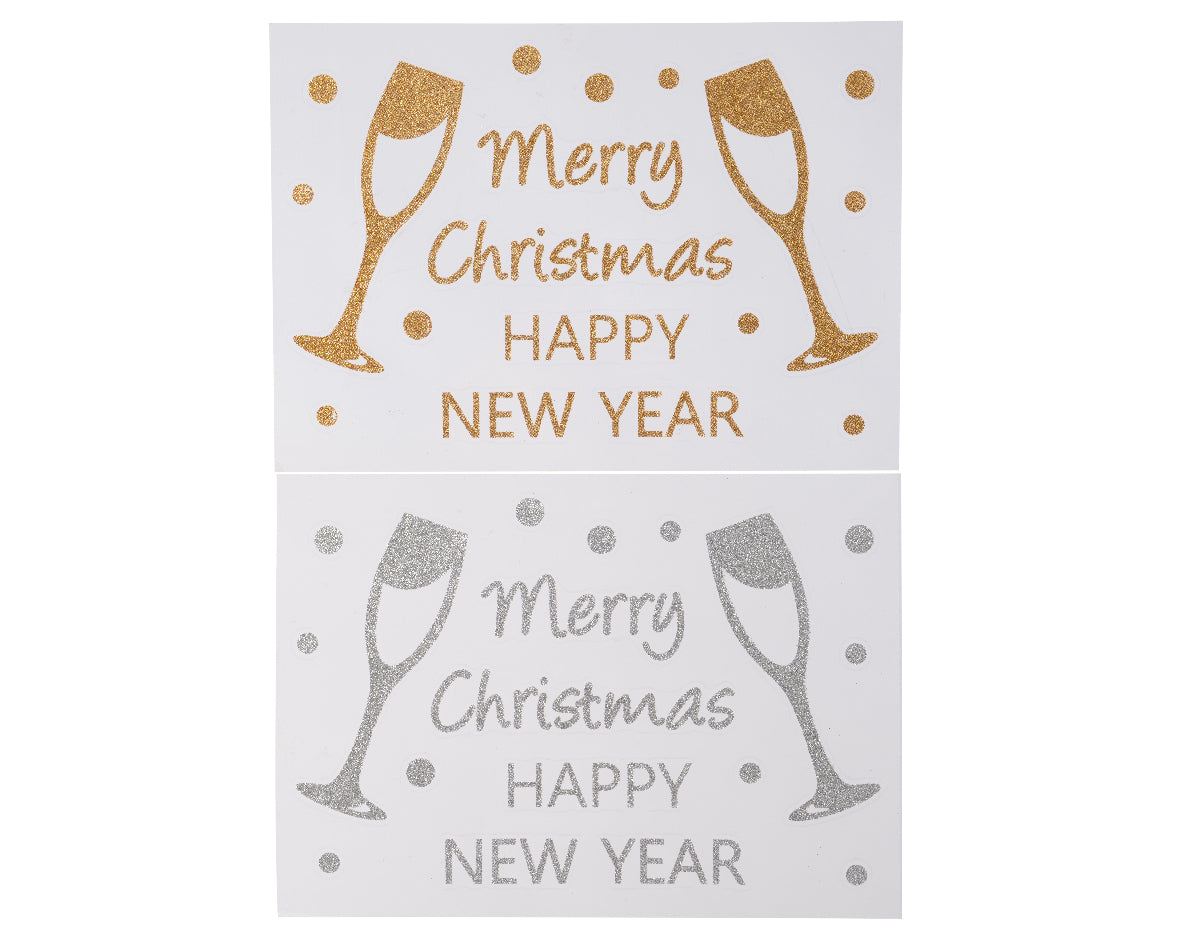 ADESIVO VETROFANIA PER FINESTRA CON SCRITTA BUON ANNO ASSORTITO