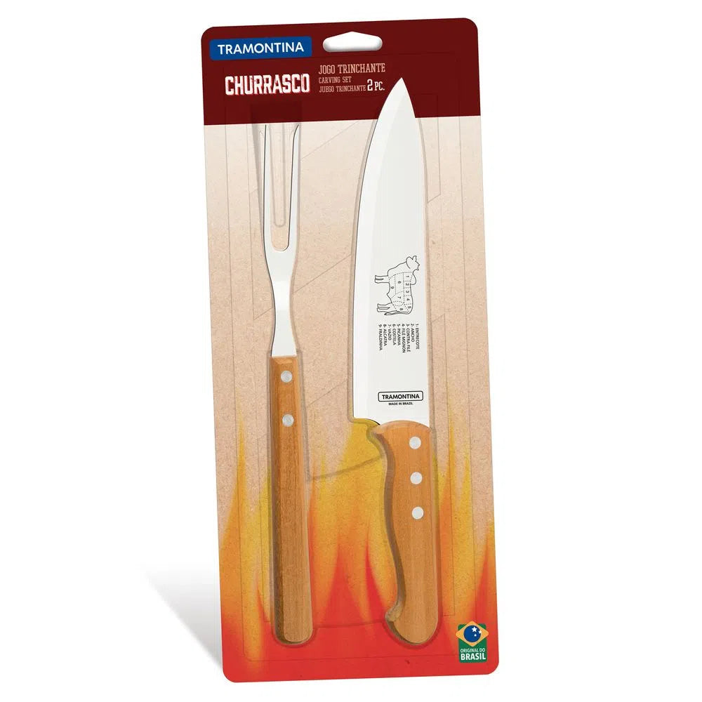 SET COLTELLO+FORCHETTONE PER BARBECUE CHURRASCO