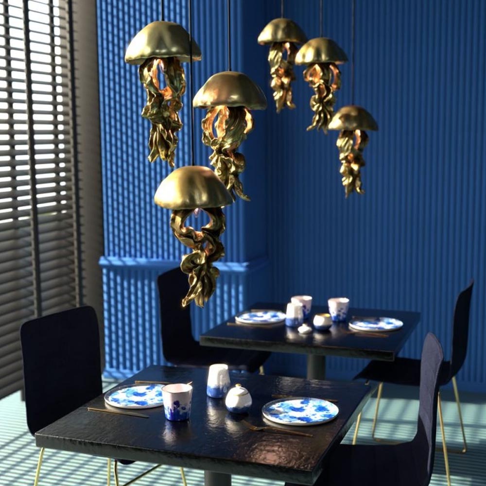 LAMPADA DA SOFFITTO MEDUSA AVA 22.5X21.5X42CM COLOR ORO