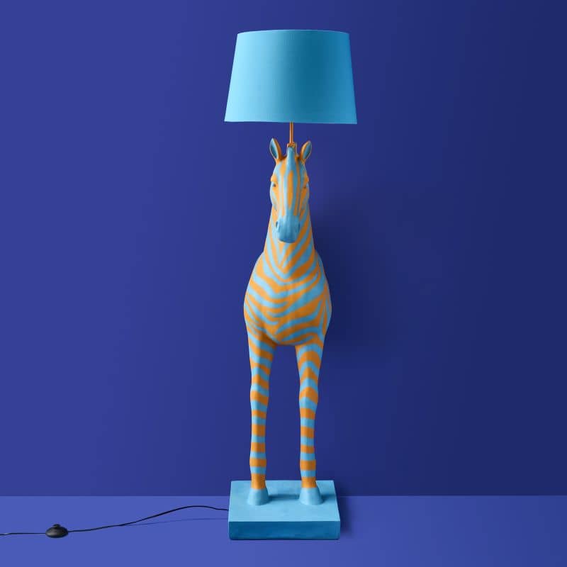 LAMPADA DA TERRA ZEBRA ZORA COLORE BLU E ARANCIONE