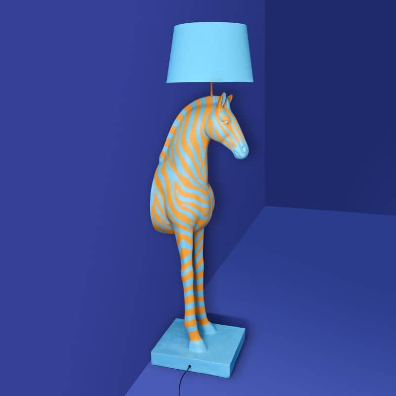 LAMPADA DA TERRA ZEBRA ZORA COLORE BLU E ARANCIONE