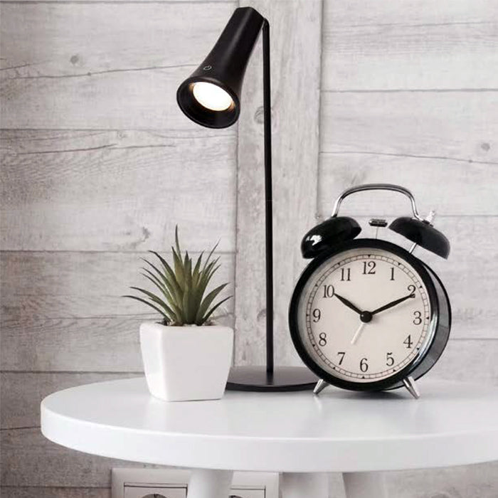 LAMPADA DA TAVOLO CON TESTA REMOVIBILE E RICARICABILE NERA