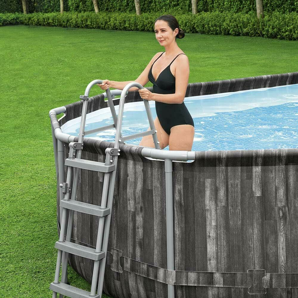 PISCINA RETTANGOLARE POWER STEEL 610X366X122 CON POMPA FILTRO SCALETTA