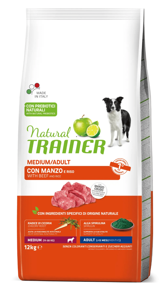 ADULT CANE MEDIUM MANZO E RISO 12 KG - NATURAL TRAINER