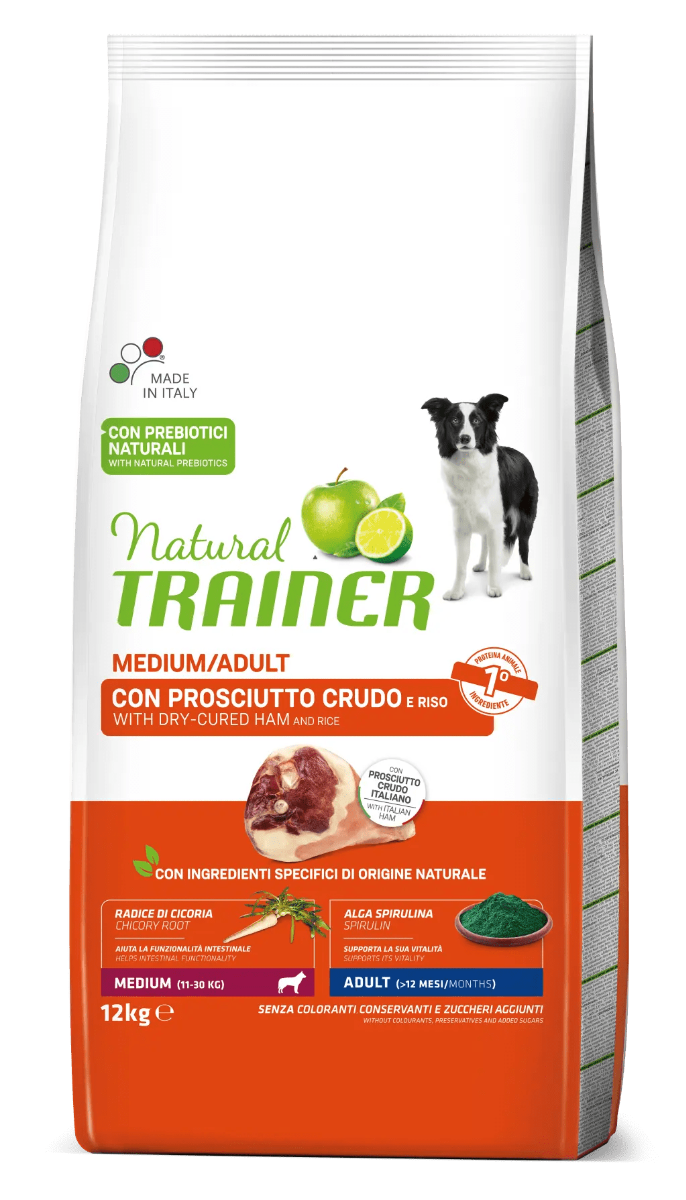 ADULT MEDIUM PROSCIUTTO CRUDO & RISO 12 KG - NATURAL TRAINER