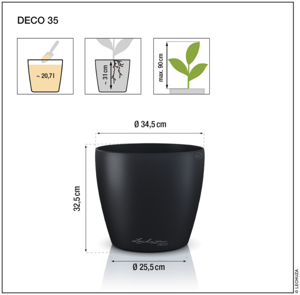 Vaso Classico "Deco 35" D34.5 H32.5CM Bianco Opaco LECHUZA