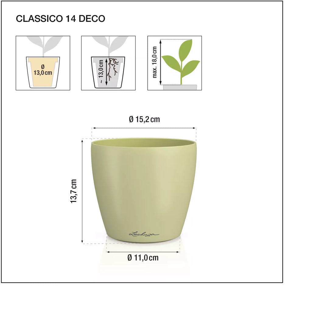 Vaso Classico "Deco 14" D15 H13.5CM Bianco Opaco LECHUZA