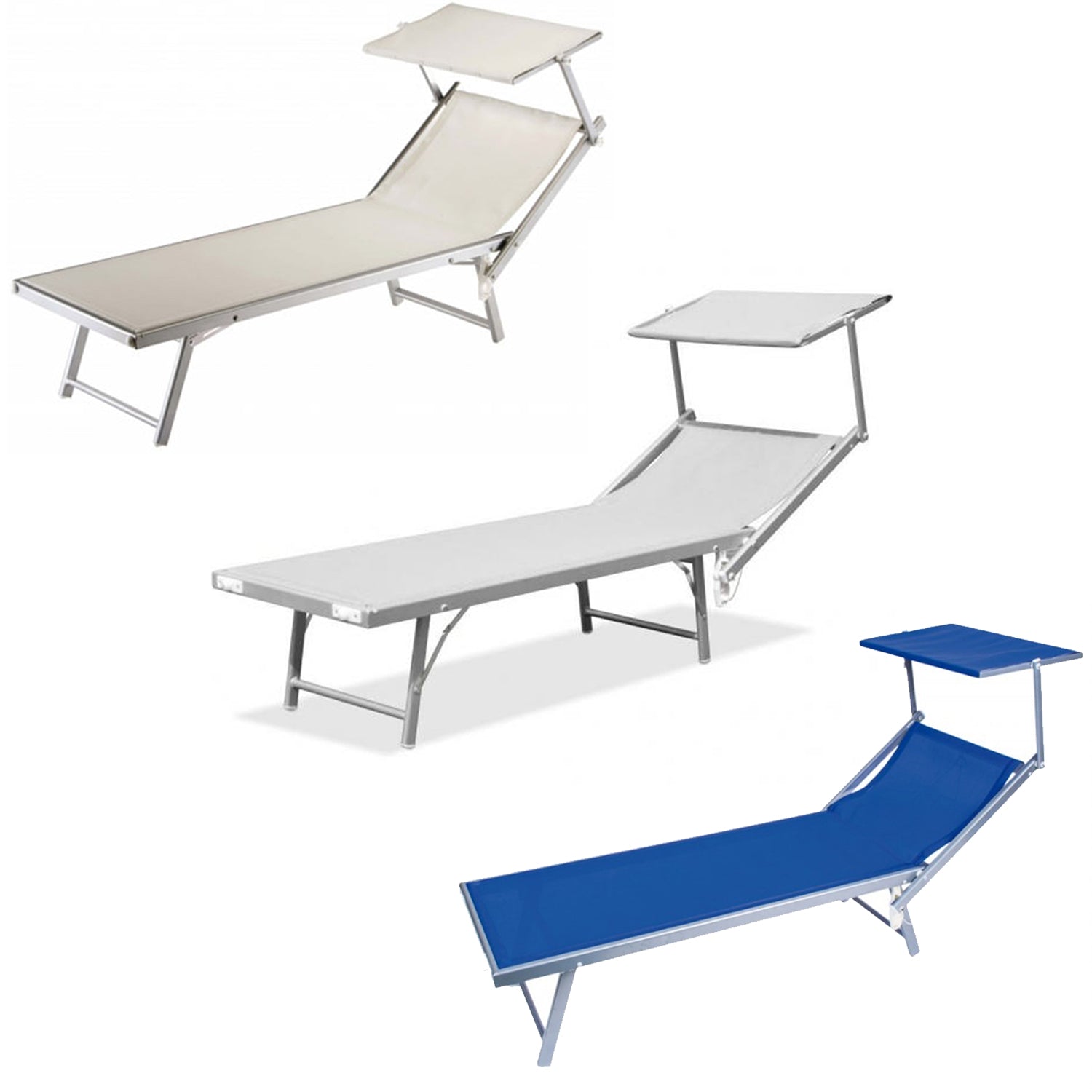 LETTINO DA SPIAGGIA CON PARASOLE 183X58X36