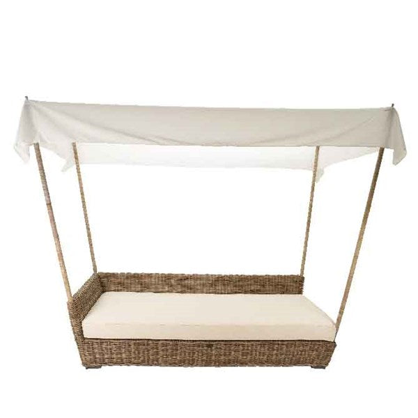 LETTO RATTAN 220X120X60CM CON CUSCINI +TETTO NATURAL