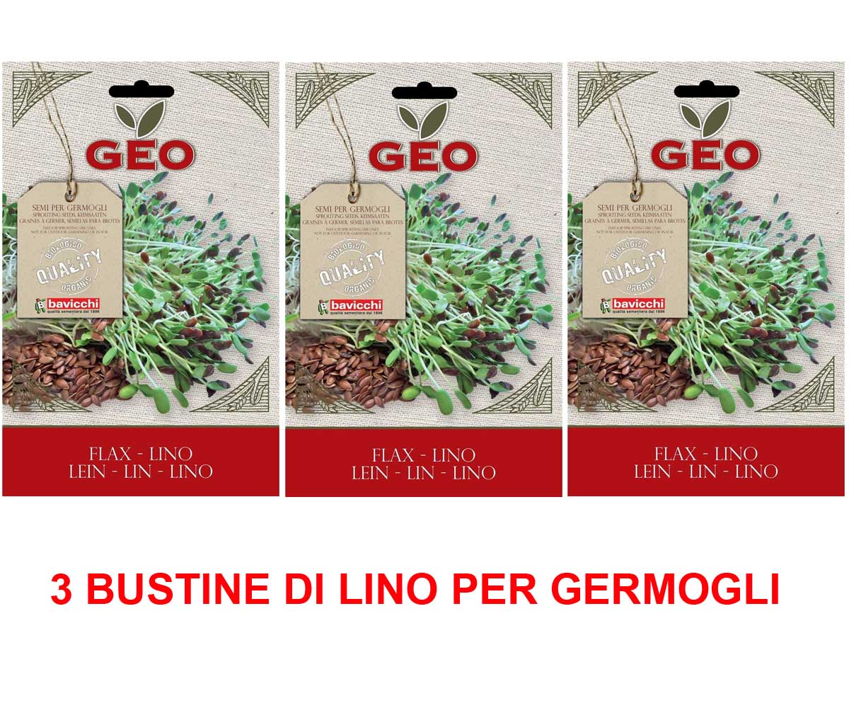 3 CONFEZIONI DI SEMI BIO DI LINO PER GERMOGLI 80GR