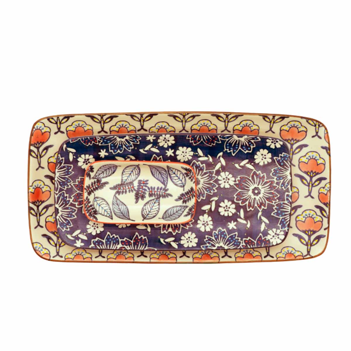 SET 3 VASSOI DECORATI 30X15,5CM LINEA ORIENTAL