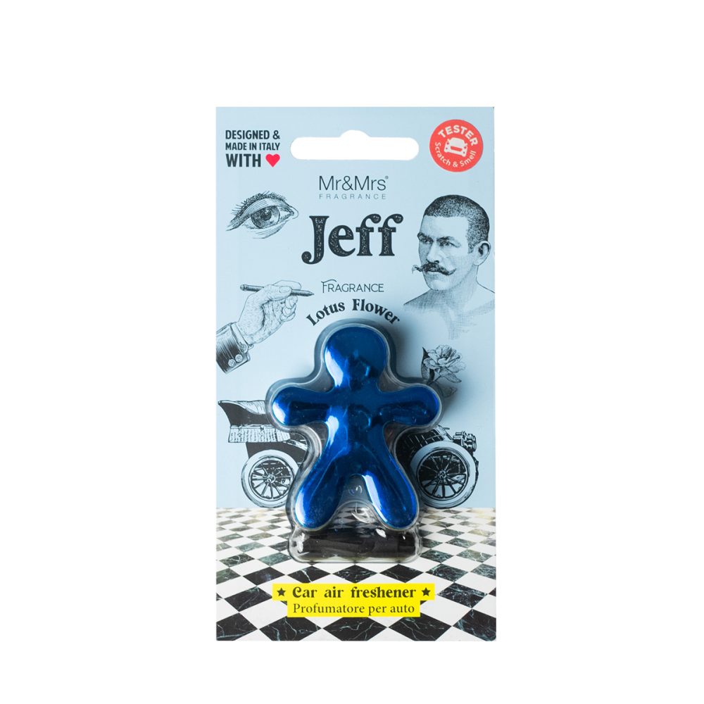 MR & MRS FRAGRANCE PROFUMATORE PER AUTO JEFF CROMATO AZZURRO FIORI DI LOTO